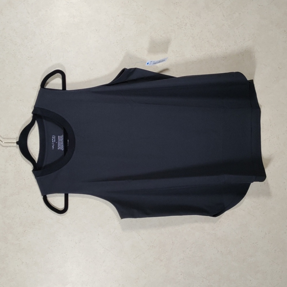 5126 Half Moon by Modern Movement black tech fabric blouse L NWT